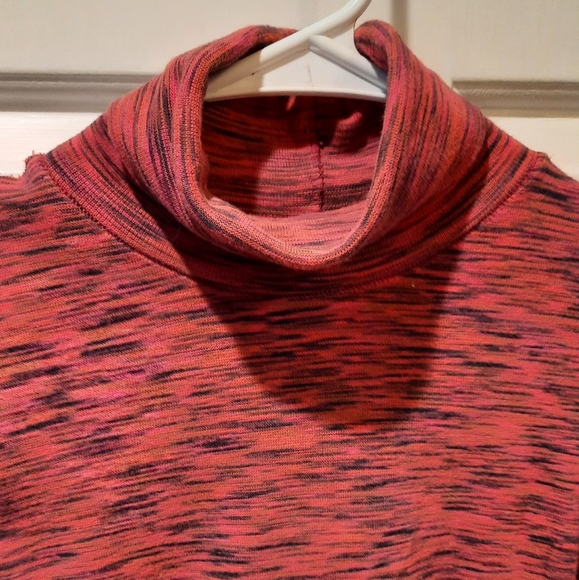 Free People Shirt XS Red Marled Turtleneck Stretch Casual Fitted Preppy - Picture 9 of 11